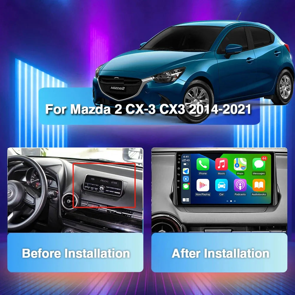 Android 16 Auto Radio For Mazda CX-3 CX3 Mazda 2 DK 2014 - 2021 Carplay Stereo Car Multimedia Player GPS Navigation 2din WIFI+4G