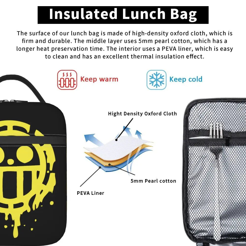 One Piece Monkey D Luffy Anime Insulated Lunch Thermal Bag Work School Bag M10