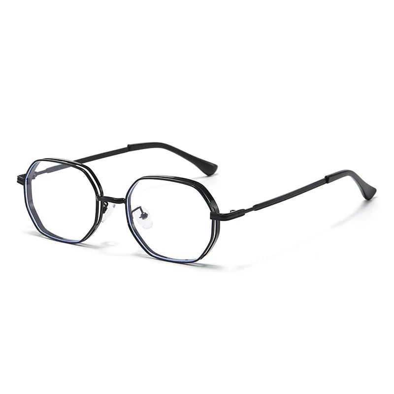 JNPCXI New Polygon Round Metal Sunglasses Women Fashion Clear Ocean Gradient Purple Lens Shades UV400 Men Sun Glasses