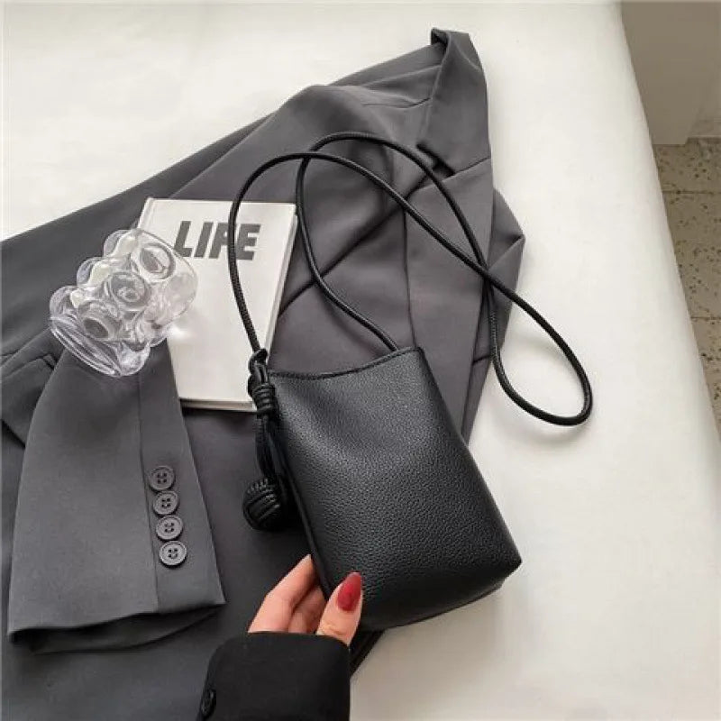 Women Leather Small Crossbody Bag Candy Color Phone Bag Lightweight Shoulder Bag