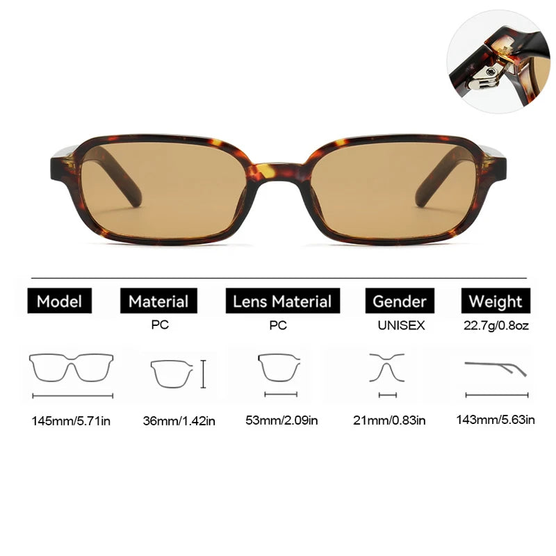 JNPCXI New Fashion Small Rectangle Sunglasses Women Shades UV400 Leopard Green Men Punk Sun Glasses