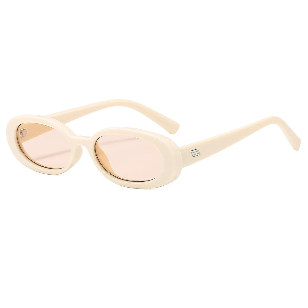 JNPCXI Vintage Oval Sunglasses Women Men Retro Rivet Gradient Amber Female Sun Glasses UV400