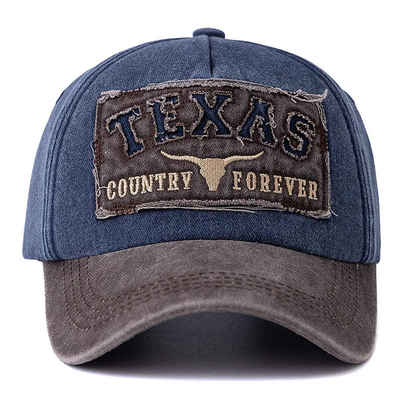 Washed Cotton Vintage Baseball Cap TEXAS Letter Embroidery Outdoor Sport Dad Hat
