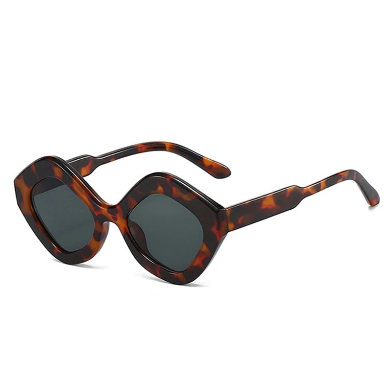 JNPCXI New Retro Irregular Polygon Cat Eye Sunglasses Women Green Red Shades UV400 Fashion Trending Men Sun Glasses