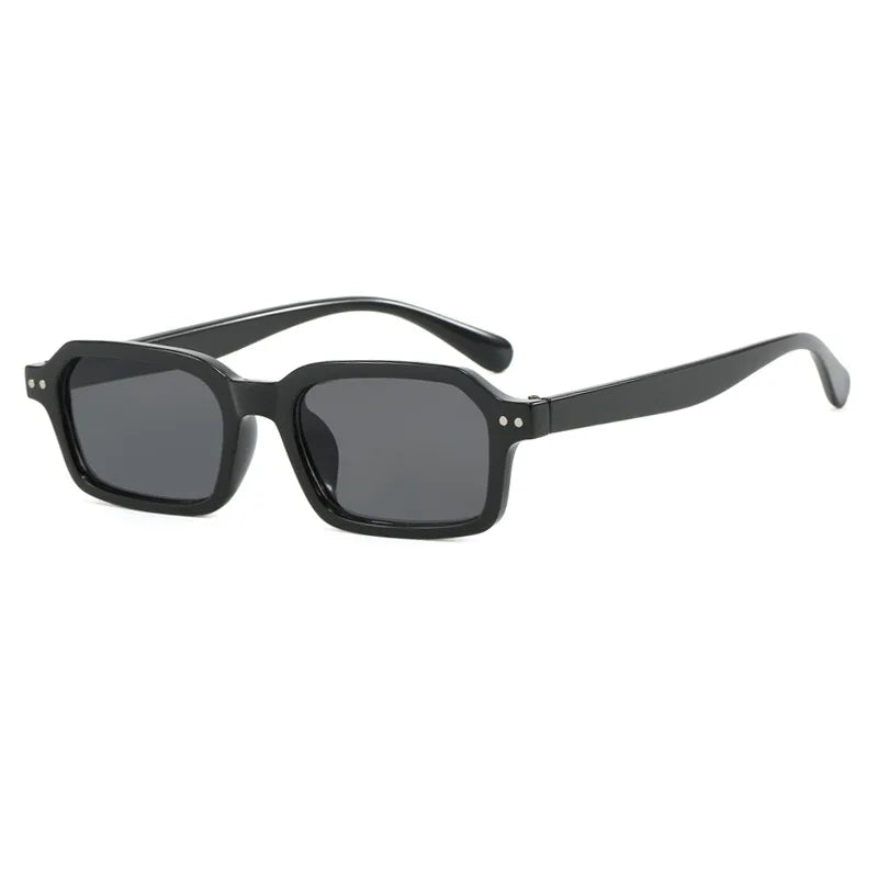 JNPCXI Retro Small Rectangle Sunglasses Women Fashion Jelly Tea Shades UV400 Men Trending Rivets Punk Sun Glasses