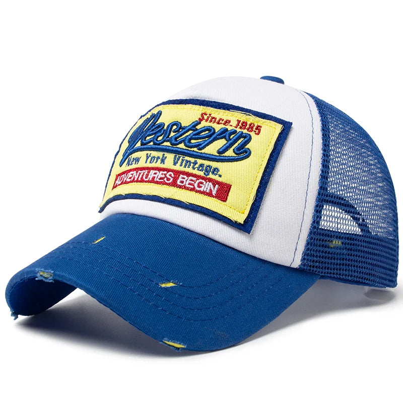 Baseball Cap Men Mesh Embroidered Letter Trucker Hat Snapback Women Casual Caps Vintage Sun Hats For Summer Outdoor Daily Wear