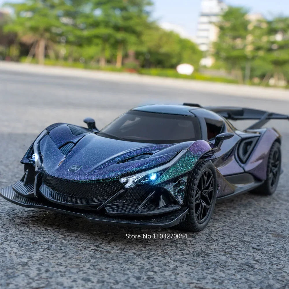 1:32 Apollo IE EVO Alloy Model Toy Diecast Car Doors Opened Sound Light Pull Back Miniature Rubber Tires Cars Kid Christmas Gift