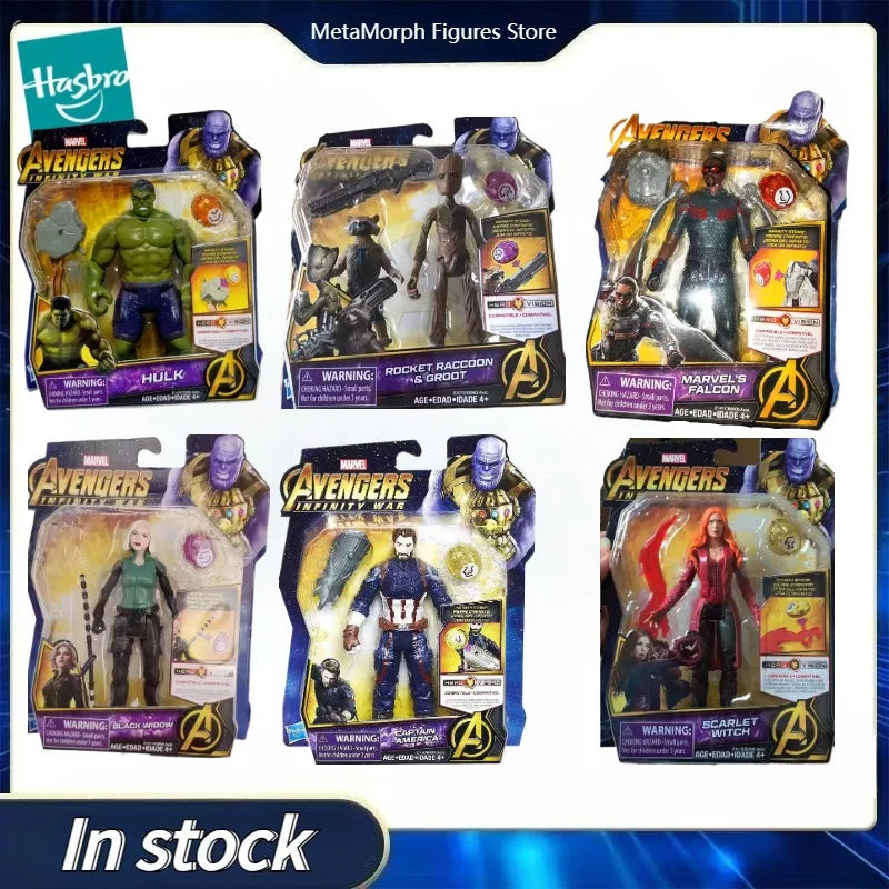 Original Hasbro MARVEL The Avengers SCARLET WITCH/Captain America/BLACK WIDOW/HULK/FALCON/ROCKET RACCOON&GROOT Anime Figure Toy