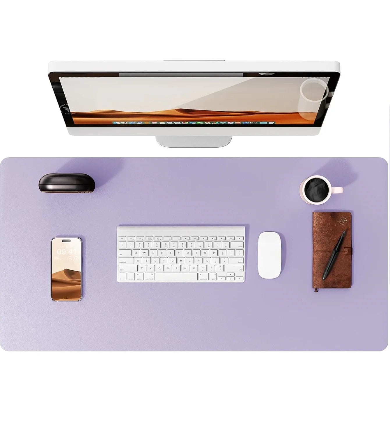 Large Purple Mouse Pad Office Desk Mat Non-Slip PU Leather Desk Pad Protector