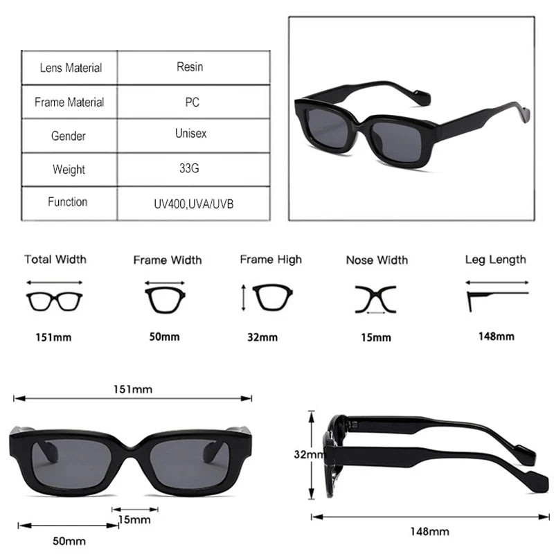 JNPCXI New Retro Small Rectangle Sunglasses Women Candy Colors Shades UV400 Square Men Sun Glasses