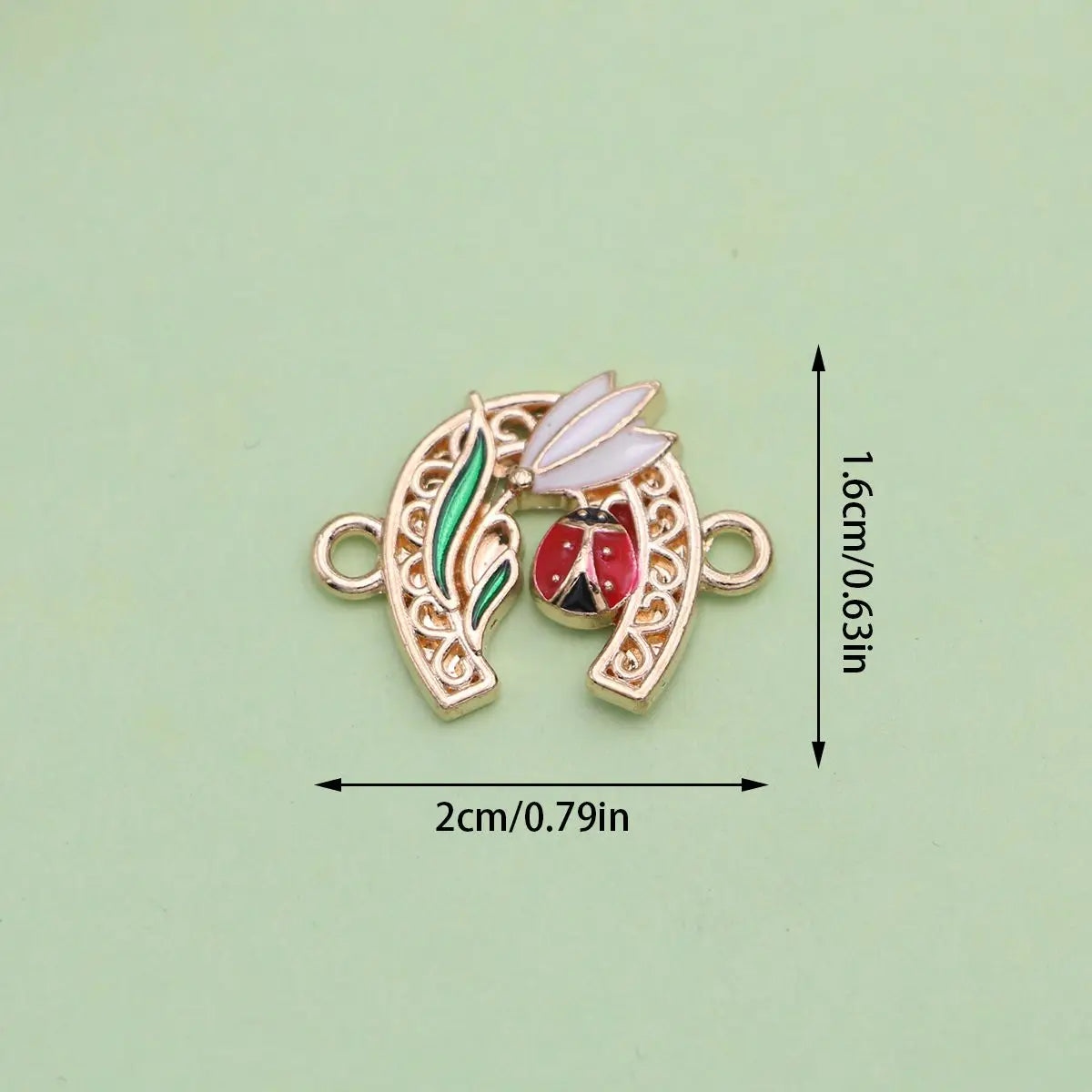 10Pcs Gold Plated Crystal Flower Ladybug Horseshoe Connectors for Jewelry Making Bracelet Findings Accessories DIY
