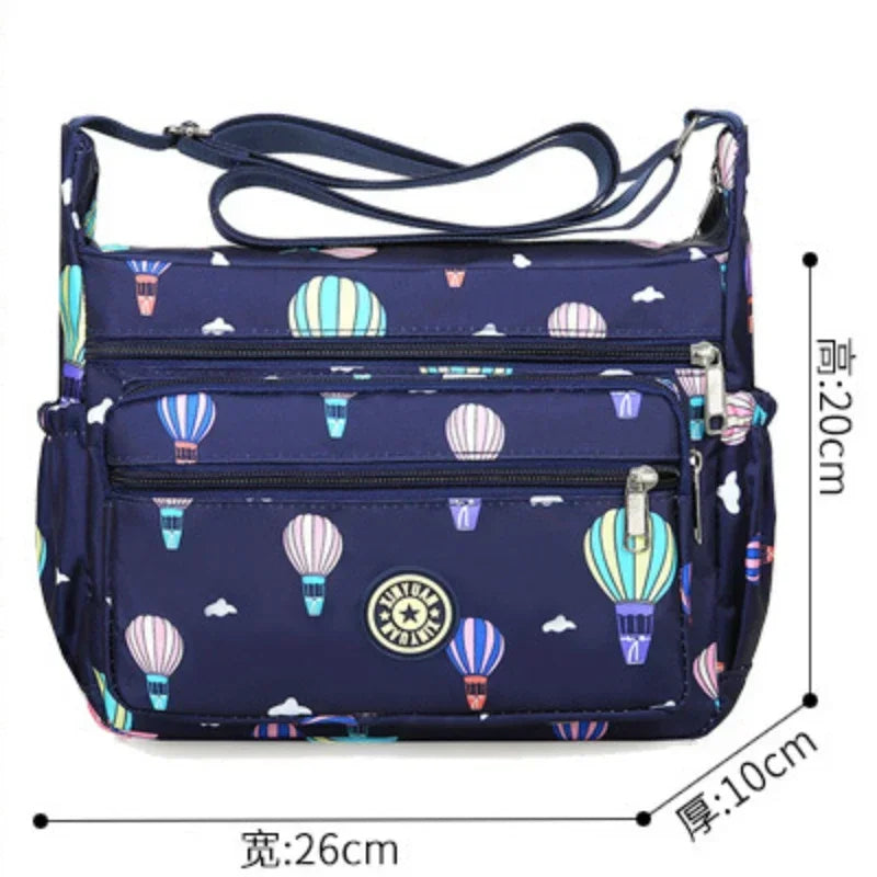 Large Capacity Female Nylon Flower ColorCloth Bag, Single Shoulder Crossbody Bag