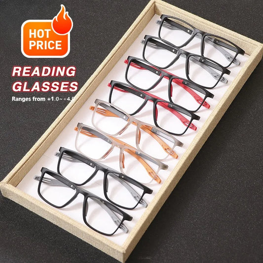 8-pay Value Pack of Reading Glasses Fashionable Two-tone Glasses for Men and Women Magnifying Glasses