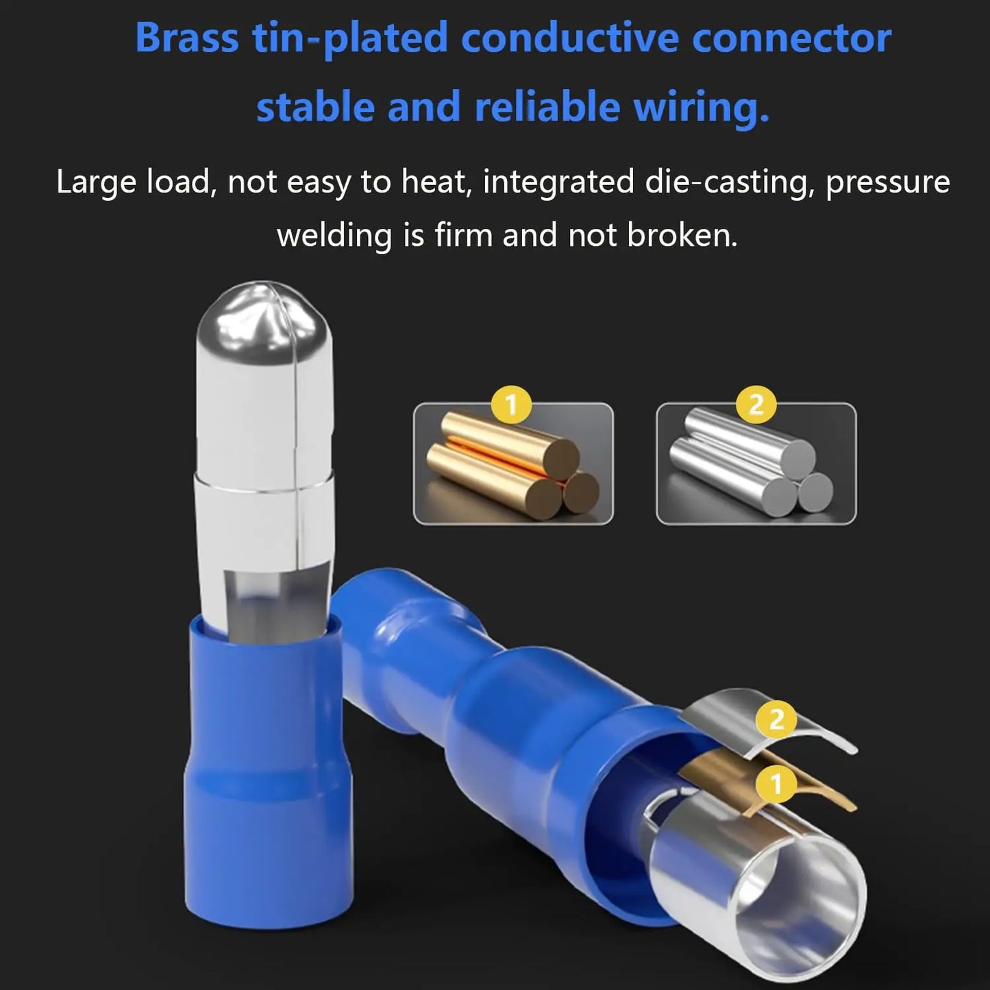 100Pcs Blue Bullet Connectors 16-14AWG Female & Male Bullet Butt Connector for Automotive, Boat, Stereo, Industrial Equipment