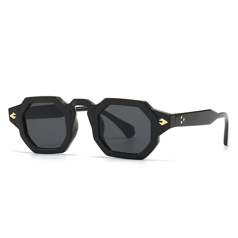 JNPCXI New Arrival Retro Polygon Square Women Rivets Sunglasses Gradient Shades UV400 Men Brand Designer Punk Sun Glasses