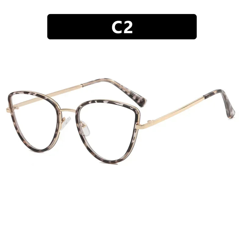 JNPCXI Retro Anti Blue Light Cat Eye Glasses For Women Fashion Female Metal Frame Clear Lens Trending Reading Eyeglasses