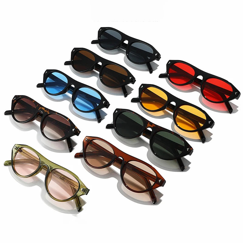 JNPCXI Vintage Cat Eye Sunglasses for Women Trendy Rivet Design Flat Top Sun Glasses Men Gafas De Sol Hombre S2611