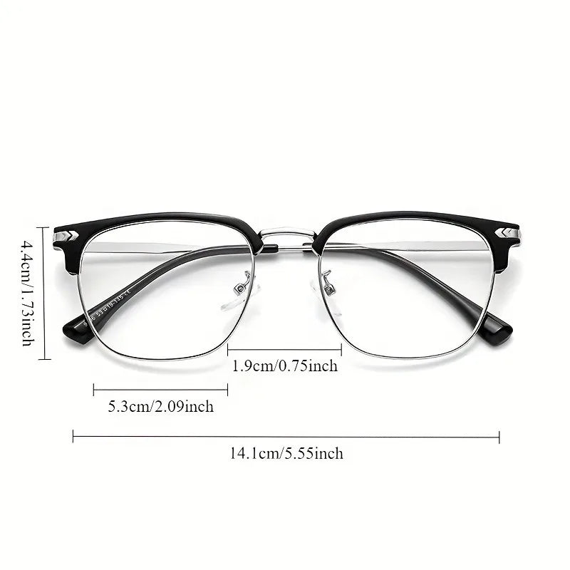 1pc Elegant Black & Silvery Metal Frame Glasses with Detachable Lenses