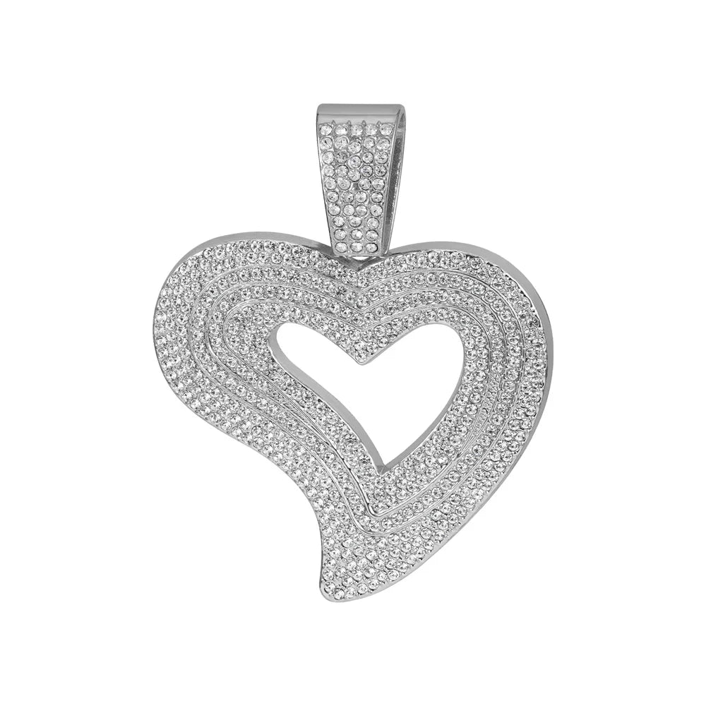 Factory New 13MM Miami Cuban Chain Irregular Love Heart Pendant Necklaces ,Hip-Hop Style Couple For Daily Wear By Men And Women