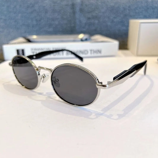 Vintage Sunglasses for Women, UV400 Metal Oval Frame Retro Shades