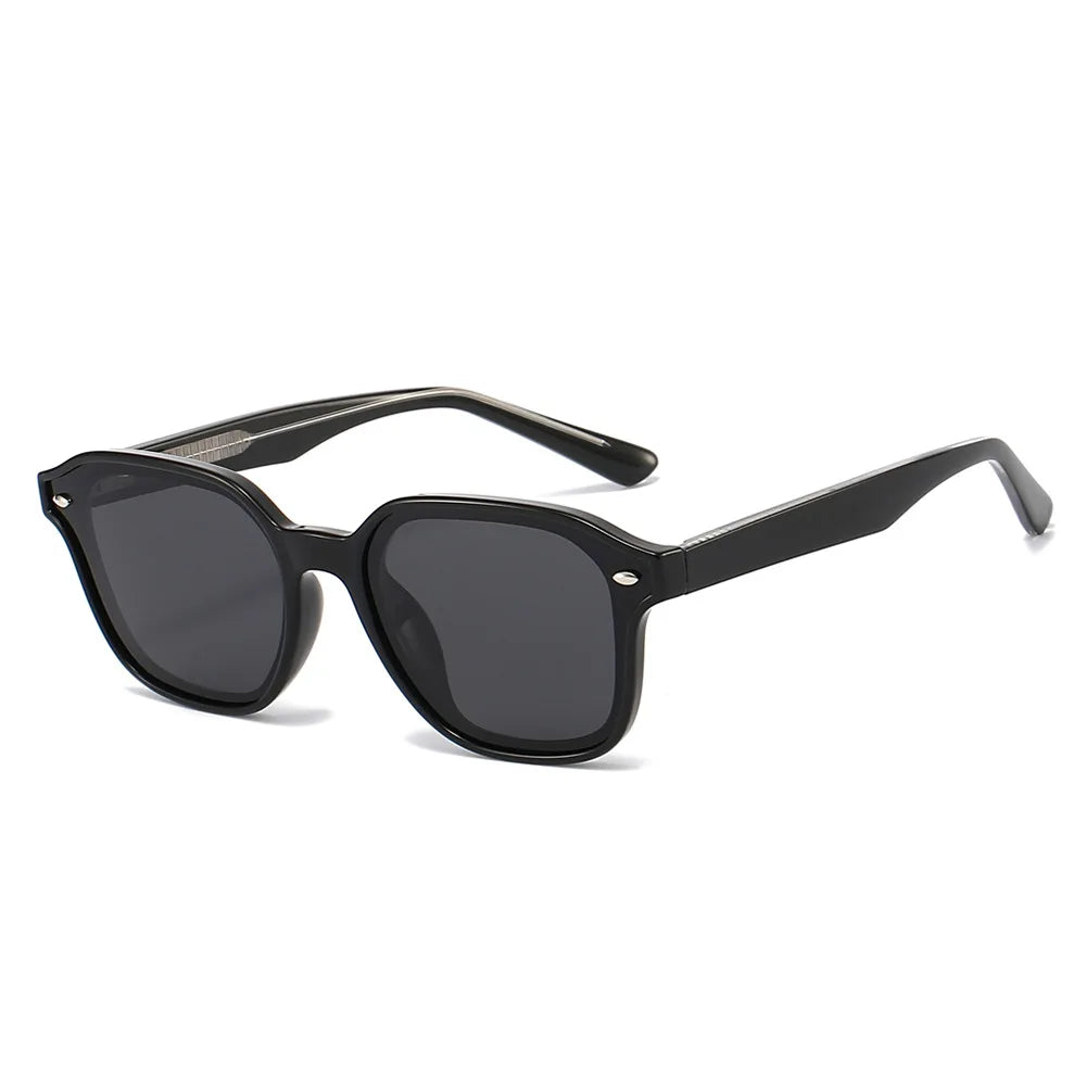 JNPCXI New Polarized Polygon Square Men Sunglasses Retro TR90 Rivets Women Black Shades UV400 Sun Glasses