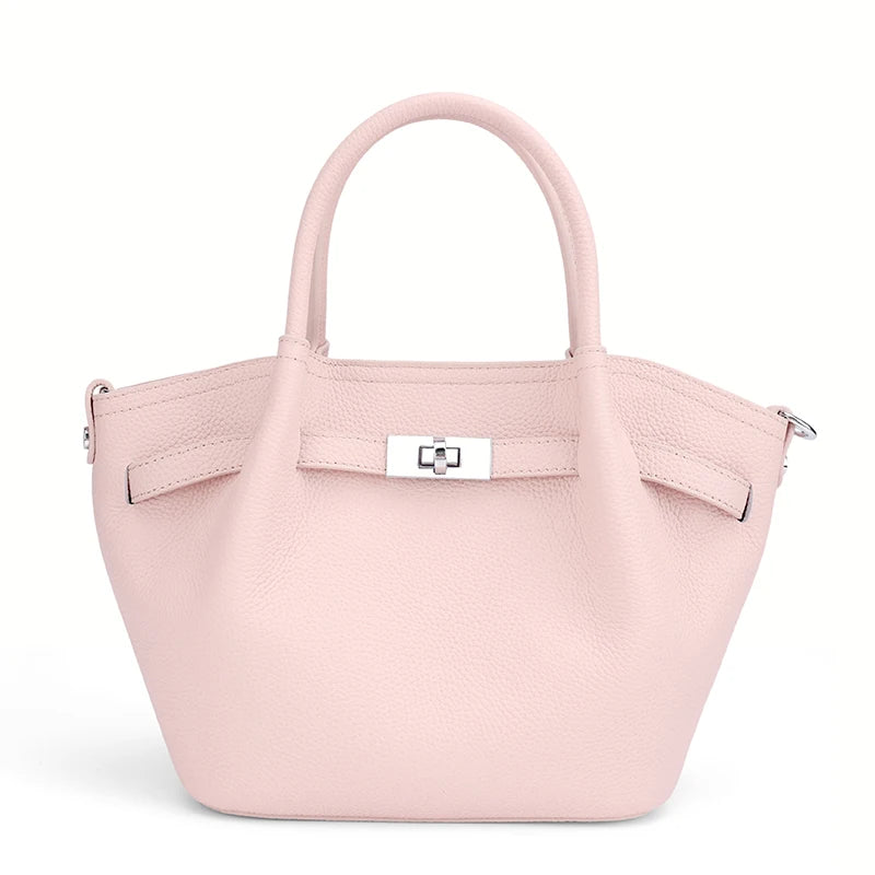 Fashionable Ladies' Genuine Leather Bucket Bag luxury designer handbags, top-grain leather commuting crossbody All-match Bag