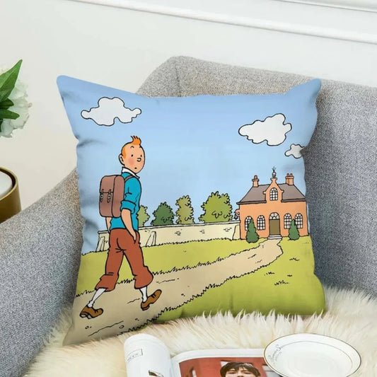 Anime Tintin Cushion Cover Pillowcases Home Decor Decorative Pillows for Sofa M3