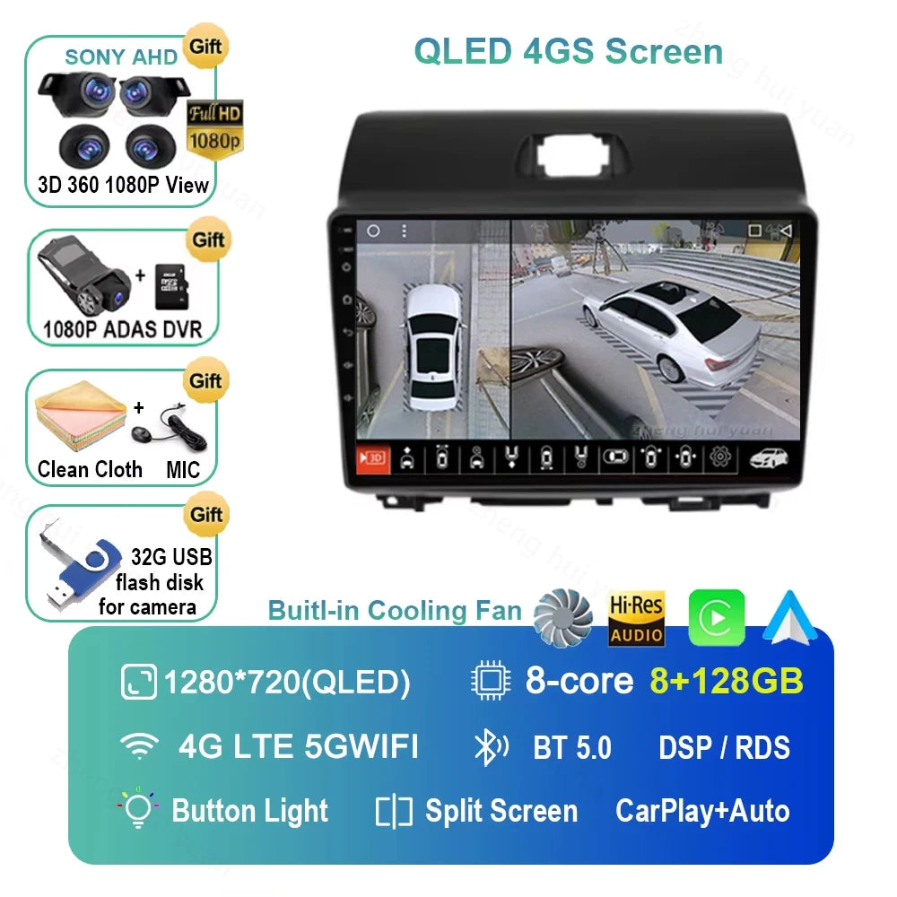 For Kia Ray 2011-2017 2K 12+256 QLED Android 15 CarPlay Car Radio Multimedia Video Player GPS stereo Head Unit 4G WIFI DSP RDS