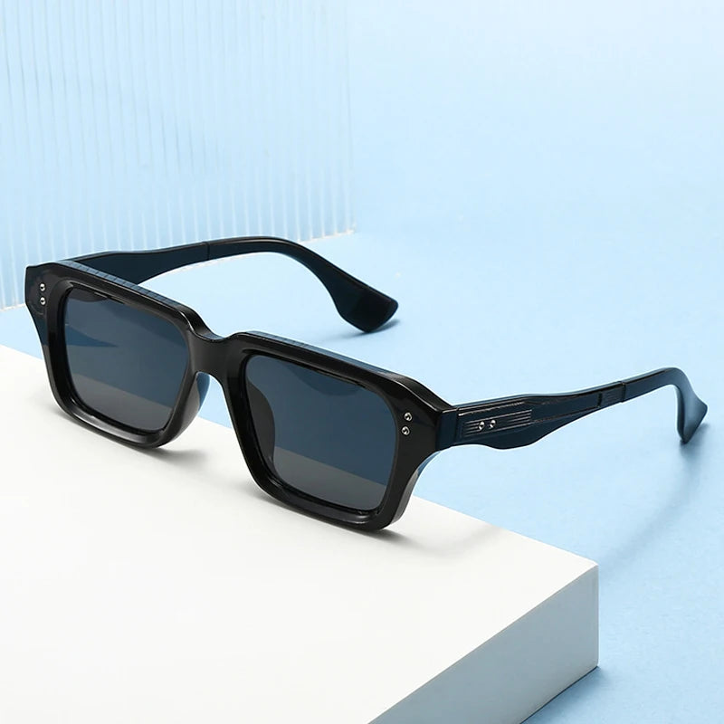 JNPCXI New Retro Square Rivets Men Sunglasses Shades UV400 Fashion Green Green Women Clear Lens Frame