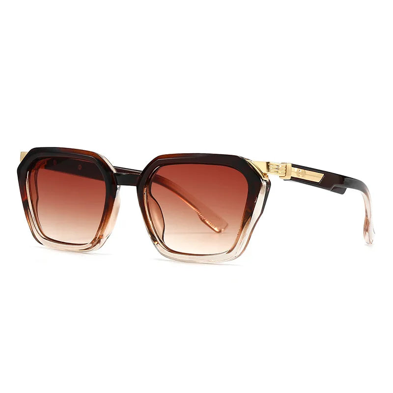 JNPCXI  New Square Women Luxury Sunglasses Retro Rivets Men Gray Pink Gradient Shades UV400 Sun Glasses