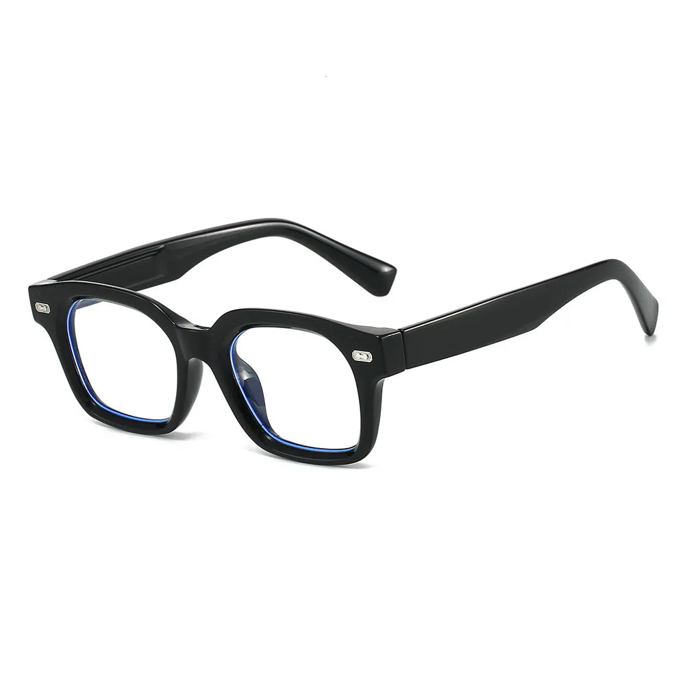 JNPCXI New Square Sunglasses Women Fashion Black Blue Shades UV400 Retro Rivets Men Clear Anti Blue Light Glasses Frame