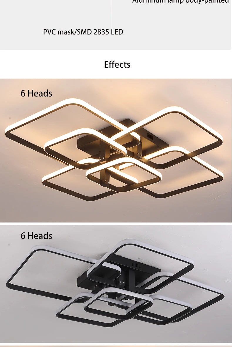 Modern Led Chandelier Living Room White Rectangle Acrylic Ceiling Chandeliers