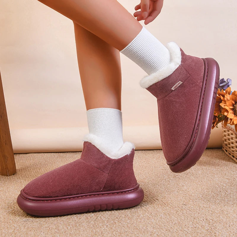 Thicken Plush Winter Snow Boots Women 2025 Slip On Warm Platform Cotton Padded Shoes Woman Comfort Soft Sole Fluffy Ankle Boots