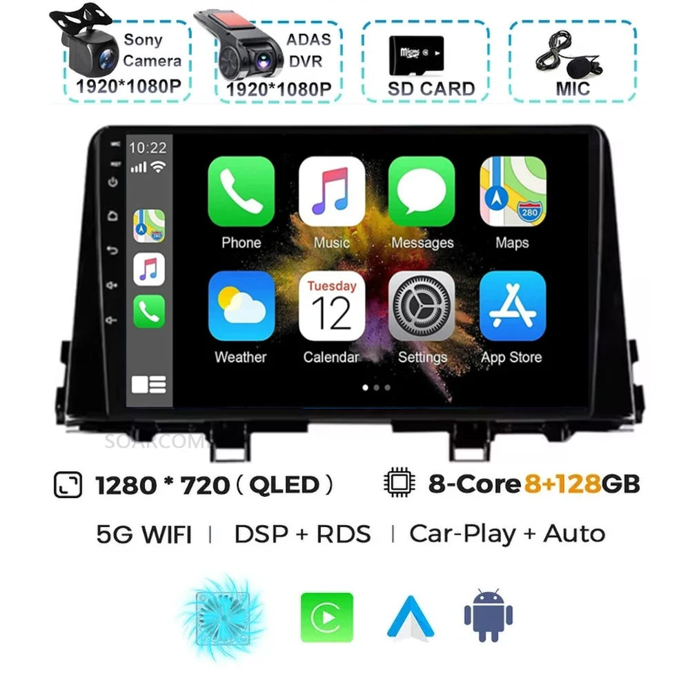 Android 15 For Kia Morning 3 Picanto 2015-2020 2K QLED Android Car Radio Multimedia Video Player GPS Stereo 4G CarPlay Head Unit