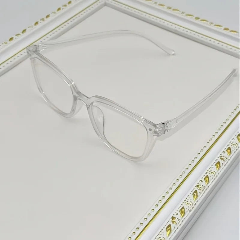 4pcs Steam Punk Style Anti-Blue Light Square Glasses, Plastic Frame, Anti-Reflective Plastic Lens