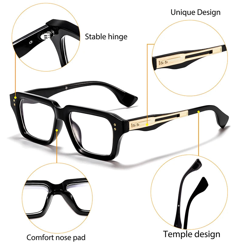 CATERSIDE Fashion Men's Optical Eyeglass Frame Brand Unique Temple Design Luxurious Women's Anti Blue Light Reading Glasses