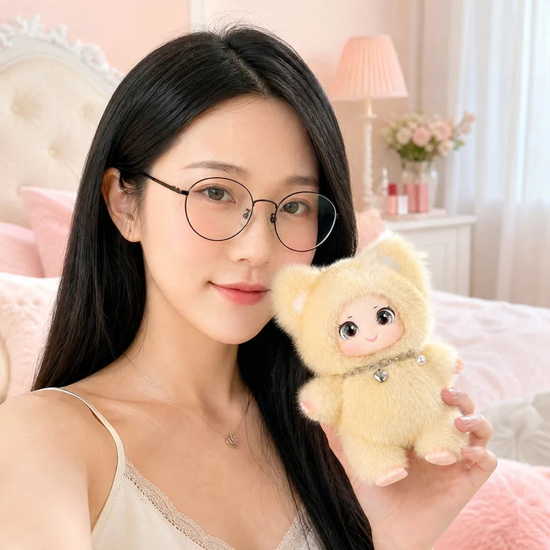 19cm New Cute Family Fox Plush Pendant Kawaii Animals Vinyl Face Plush Toy Premium Doll Enthusiasts Kids Hang Bag Decor