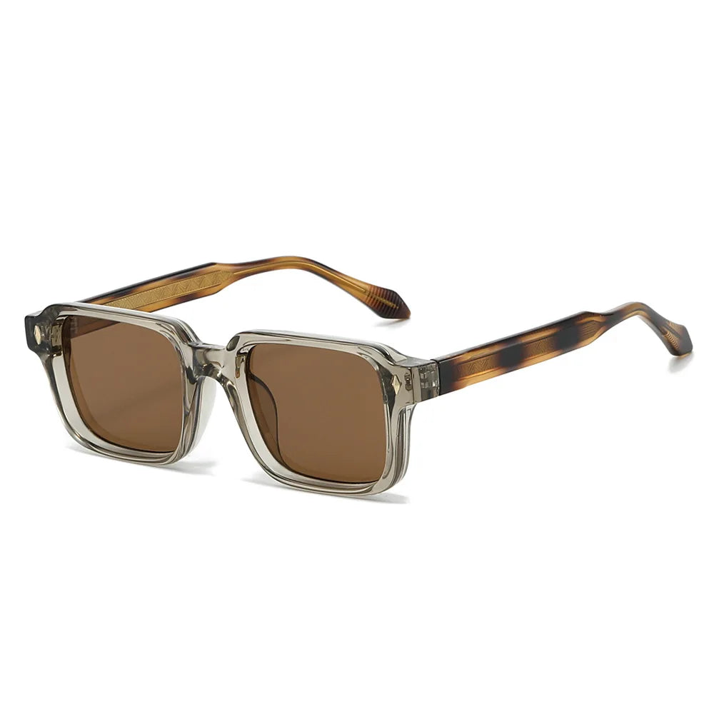 JNPCXI Retro Square Rivets Women Luxury Sunglasses Fashion Dark Green Shades UV400 Trending Men Punk Sun Glasses