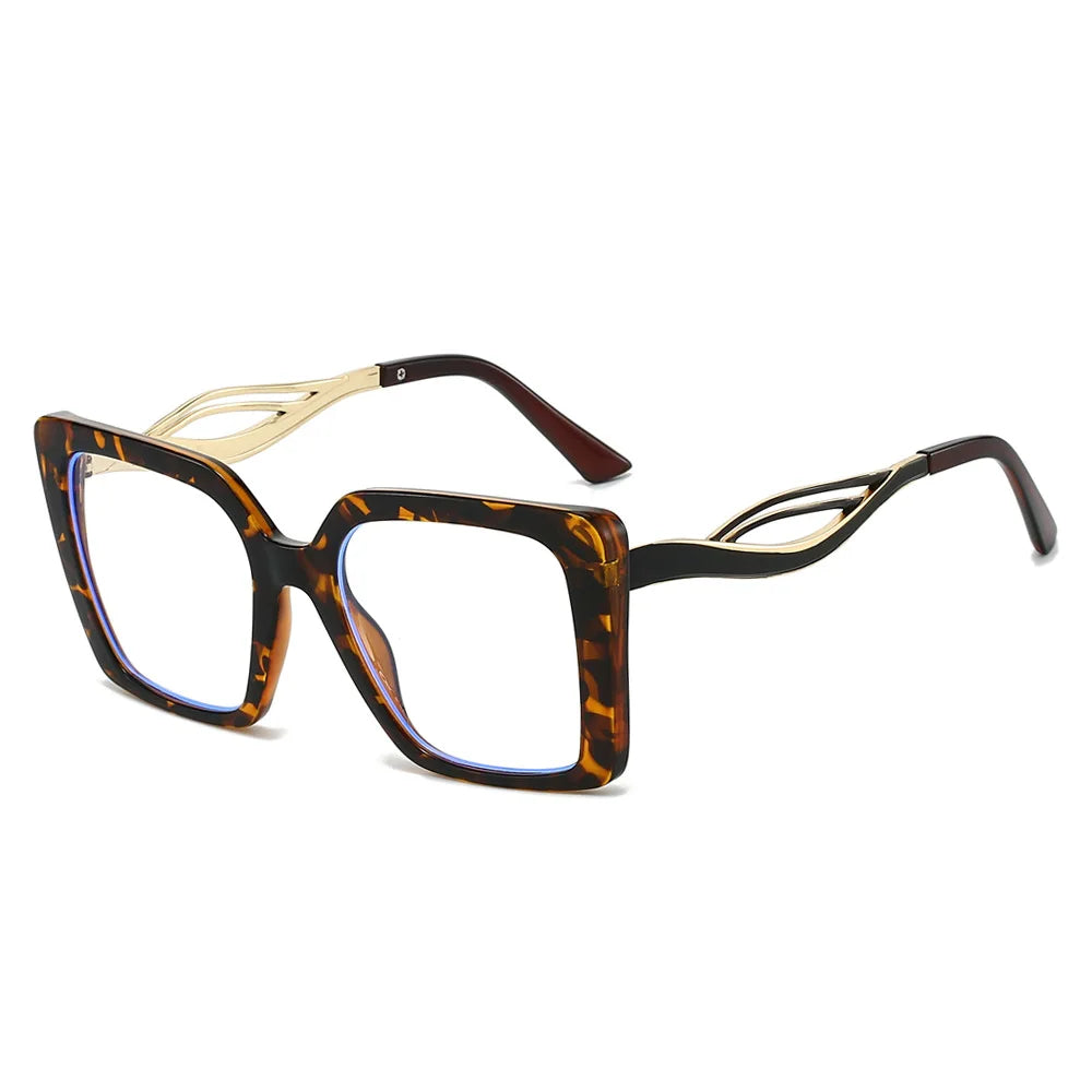 JNPCXI Retro Square Leopard Print Gradient Frame Women Sunglasses Ins Hollow Temple Design Men Casual Sun Glasses UV400