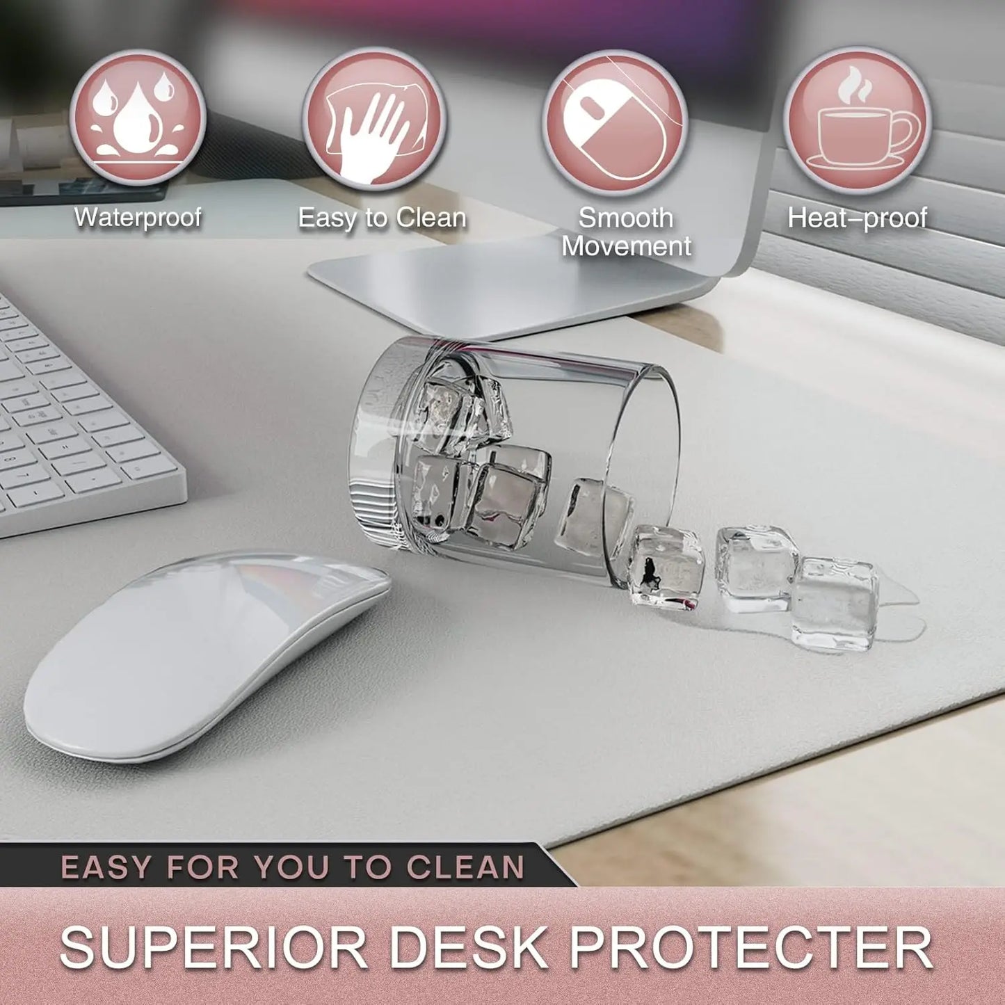 Leather Desk Pad Protector, Office Desk Mat, Large PVC Leather Desk Blotter, Non-Slip Mouse Pad