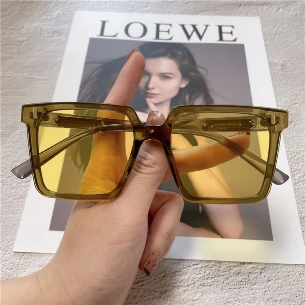 2PCS Korean Large Frame Sunglasses Candy Color Fashion Square Sun Glasses Sun Protection Beach Eyeglasses