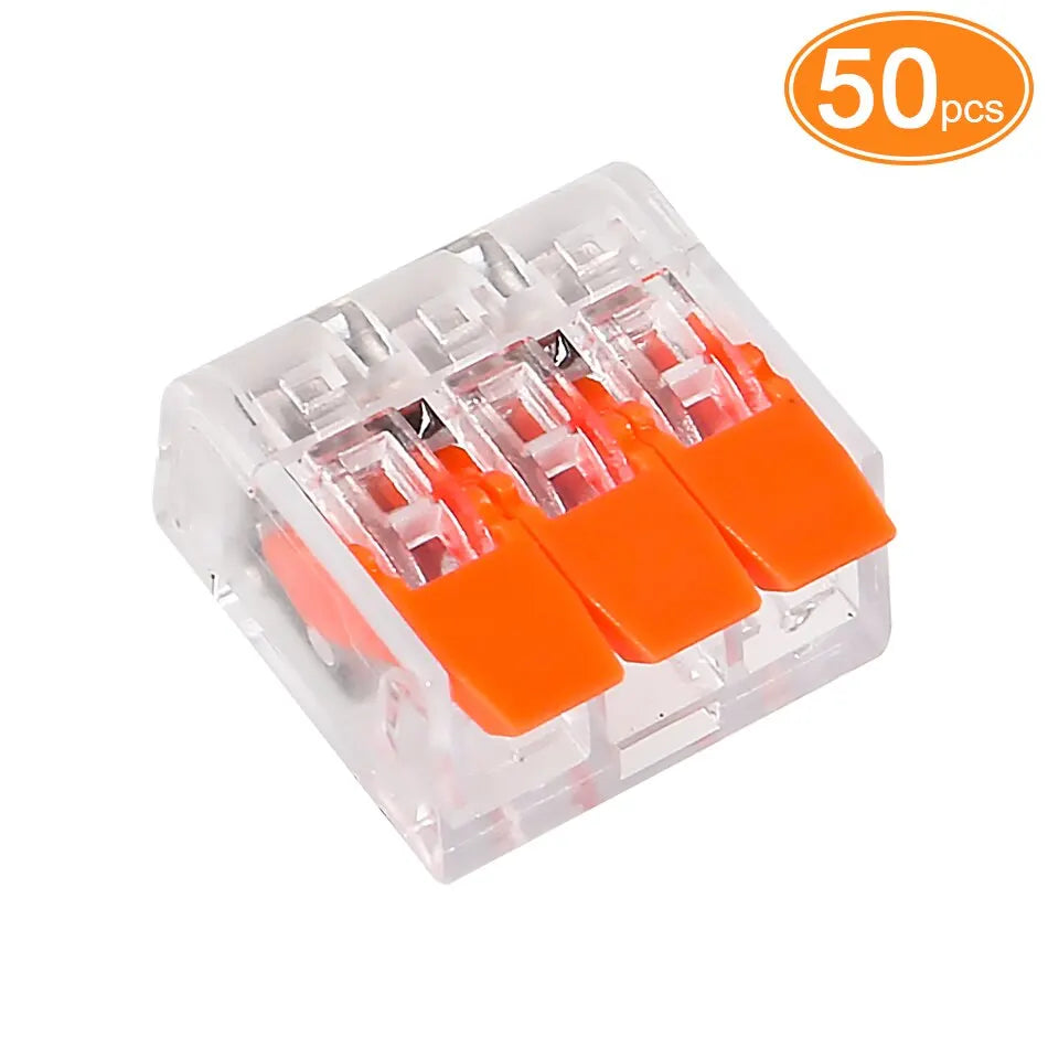 50pcs Quick Wire Connectors Plug-in Universal Compact Home Wiring Cable Connector 2/3 Pin Conductor Terminal Block