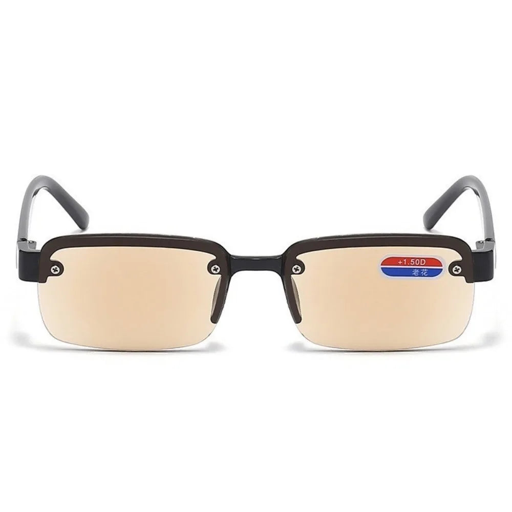 +100 To +400 Half-Rim Reading Glasses Men and Women Crystal Glass Lens Presbyopia Glasses with Grade