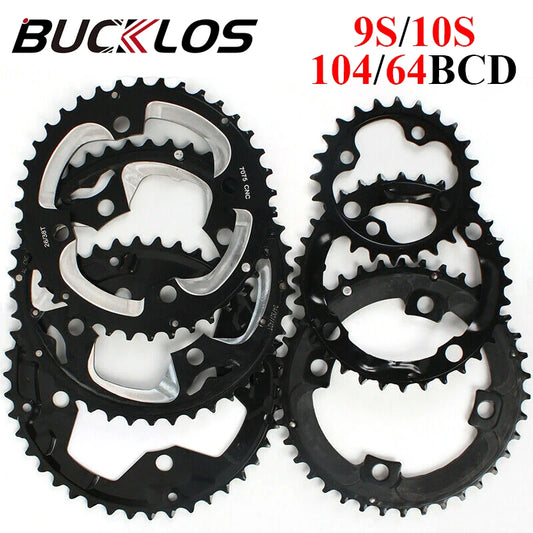 BUCKLOS MTB Bicycle Chainring 24T/32T/42T 26T/38T 10S Bike Chainring 22T/32T/44T 9S 104BCD 64BCD Bike Chainwheel Cycling Parts