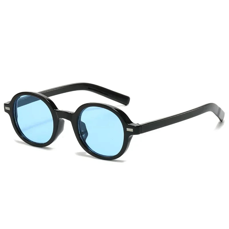 JNPCXI New Round Sunglasses Women Fashion Clear Ocean Blue Pink Gradient Lens Shades UV400 Men Retro Punk Rivets Sun Glasses