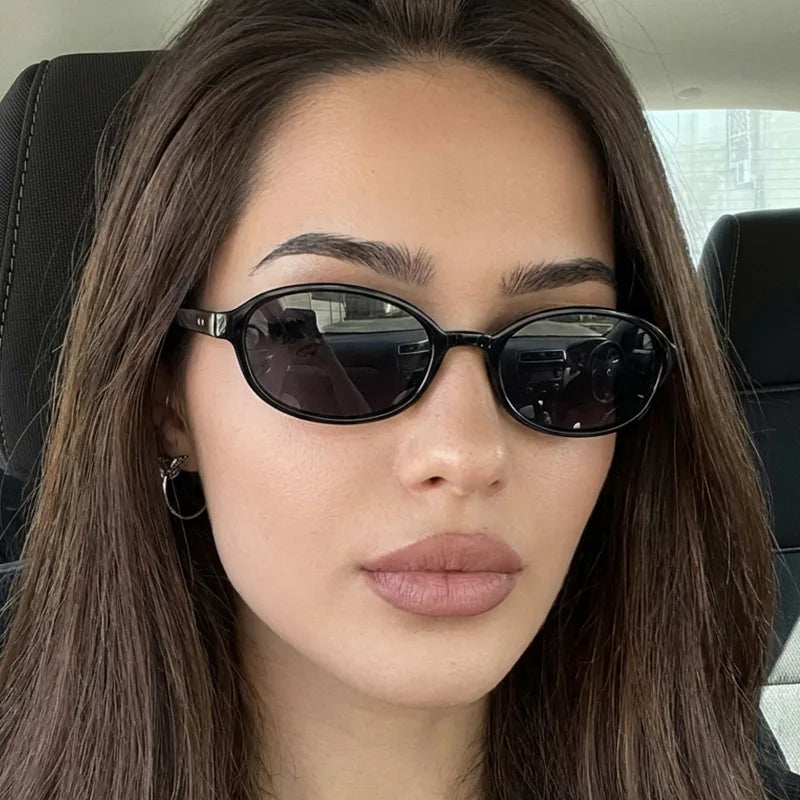 JNPCXI New Small Oval Sunglasses Women Fashion Leopard Shades UV400 Retro Rivets Men Punk Sun Glasses