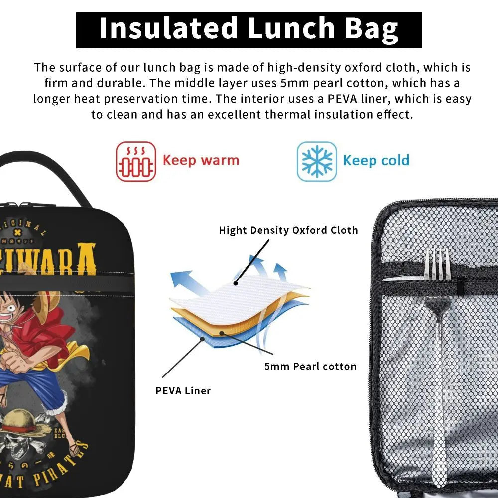 One Piece Monkey D Luffy Anime Insulated Lunch Thermal Bag Work School Bag M19