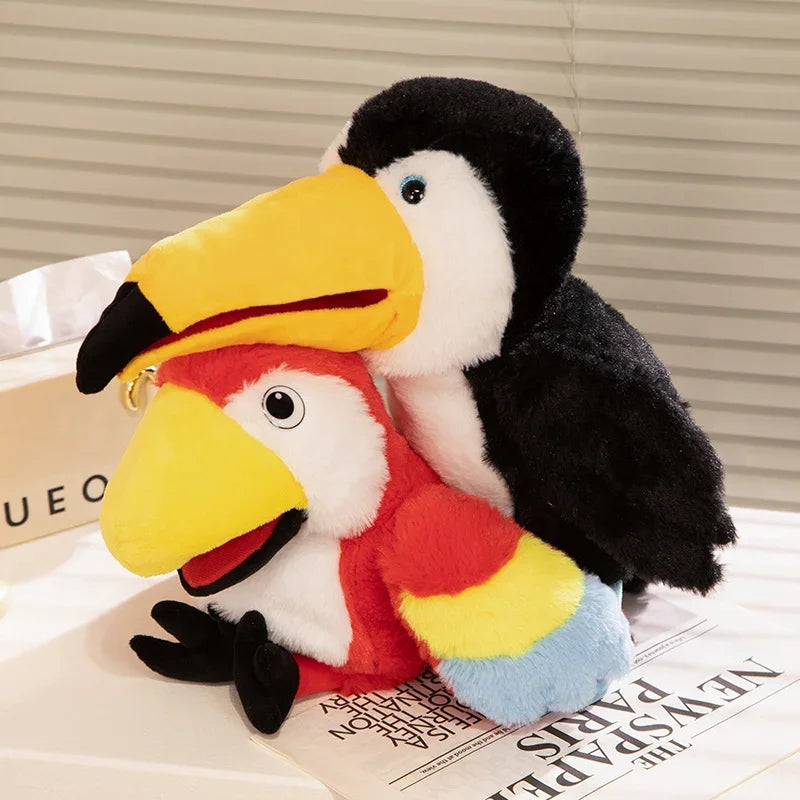 New 6 Style Toucan Hand Puppet Plush Toys Kindergarten Performance Hand Control Toucan Parrot Bald Eagle Peacock Owl Flamingo