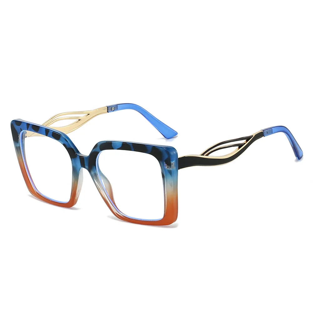 JNPCXI Retro Square Leopard Print Gradient Frame Women Sunglasses Ins Hollow Temple Design Men Casual Sun Glasses UV400