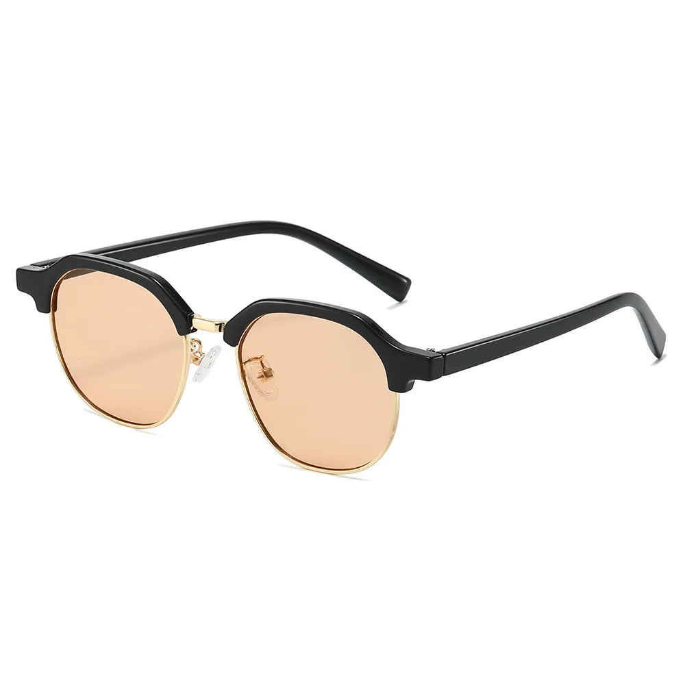 JNPCXI New Ins Popular Fashion Square Semi-Metal Women Sunglasses Shades UV400 Men Trending Clear Lens Frame